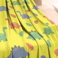 thumbnail image 3 of Yellow Cartoon Dinosaurs Leaves Pattern Blanket,Comfortable Soft Lamb Wool Throw Blanket,All Season,Warm Lightweight Blankets for Sofa Bed Couch Living Room Chair,60"x80", 3 of 4