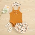 thumbnail image 4 of Vedolay Shorts Sets For Girl Girls' 2 Piece Outfits Cute Graphic Ribbed Knit Tee with Track Shorts,Brown 3-6 Months, 4 of 5