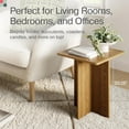 thumbnail image 4 of Square Fluted Accent Side Table - Pedestal Drink Table - Modern Home, Bedroom, and Living Room Furniture - Small End Table with Solid Wood X-Base and Wood Veneer Top (Medium Oak), 4 of 14
