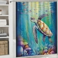 thumbnail image 6 of Orinice  Small Stall Shower CurtainBlue Sea Turtle Shower Curtain Narrow Dorm Camper Shower Curtain Waterproof Fabric RV Shower Curtains for Bathroom Ocean Bathroom Curtain Decor with 8 Hooks 36x72, 6 of 7