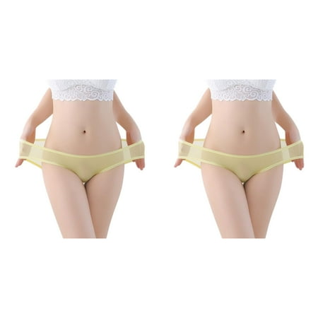 Wijhcboe 2 Pack Womens Lane Panties 22/24 Low Waist Sheer Mesh Cotton Panties for Women Briefs Cute Seamless Panties Maternity Underwear plus Size 4xl For Women plus Size Underwear Womens Underwear