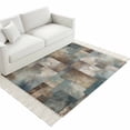 thumbnail image 4 of Blue Brown Geometric Washable Area Rug 3'x5', Modern Ombre Abstract Art Woven Cotton Tassels Kitchen Rugs, Non Slip Indoor Door Mat Throw Carpet for Entryway Living Room Nursery Laundry Room, 4 of 9