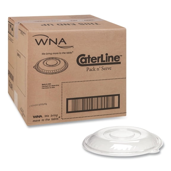 12 in. x 1.5 in. Caterline Pack n' Serve Plastic Dome Lids - Clear (25/Carton)