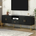 thumbnail image 2 of TV Stand for 70" TVs, TUANLUO TV Console Table with Drawer and 2-Door Cabinets, Modern Entertainment Center, TV Stand Furniture for Living Room Bedroom, 68.9"L x 15.7"W x 25.6"H, Black, 2 of 10