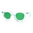 thumbnail image 5 of Cute Retro Super Thick Bevel Horn Rim Round Nerdy Hipster Sunglasses Green Clear - Green, 5 of 8