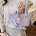 thumbnail image 3 of Hfppkn Purple PU Leather Tote Shoulder Bag, Solid Color Handbag for Women Daily Shopping Use, Purple 27.5x15x13cm, 3 of 7