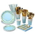 thumbnail image 2 of 200 Pieces Rose Gold Party Supplies - Rose Gold Paper Plates & Napkins Cups Silverware Serves 25 Sets for Wedding Bridal Shower Engagement Birthday Parties (Blue, 12 * 24 * 24cm), 2 of 4