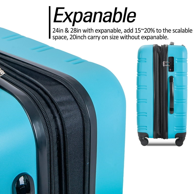 BSS HOME Luggage Expandable Suitcase PC ABS 3 Piece Set with TSA