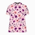 thumbnail image 4 of TOWMUS Linen Shirts Women Women's Summer Doll Neck Top With Print Short Sleeve Pullover Top Casual Shirts for Women Womens Tops Pink, 4 of 4