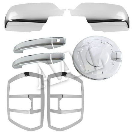 Tail Cap Switch Combo - AAL Premium Chrome Cover Combo For 2014 2015 2016 Silverado FULL Mirror + 2 Door + Tail Light Bezel + Gas Fuel Door Cap Cover