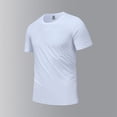 thumbnail image 1 of Blusas y camisas de manga corta con cuello redondo para hombre, blusas/camisetas casuales de verano a la moda de color liso con cuello redondo para hombre., 1 of 8
