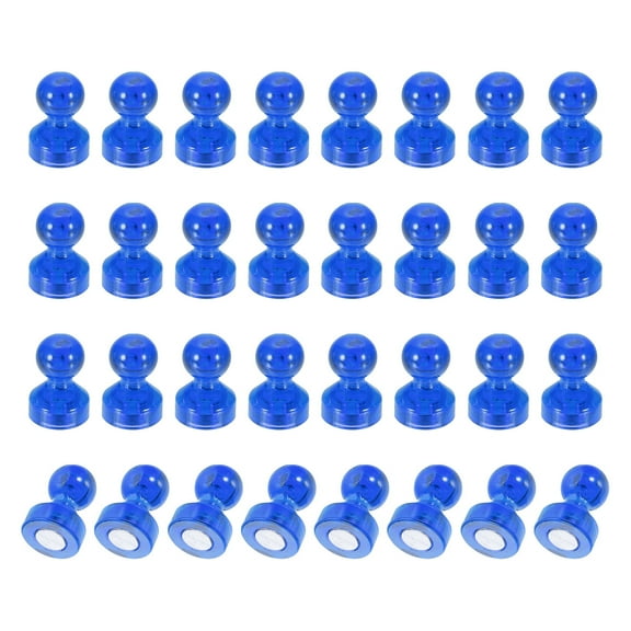 Uxcell 32pcs Magnets Push Pins, 0.7x0.5" Strong Fridge Magnets Magnetic Whiteboard Decorative Thumbtacks for Refrigerator Locker Calendar Office, Blue