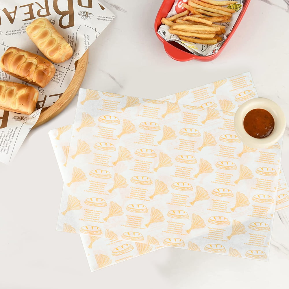 sorkwo 150 Pcs Christmas Wax Paper Sheets Sandwich Wrap Paper Wrapping  Tissue Food Picnic Paper for Food Basket Liner