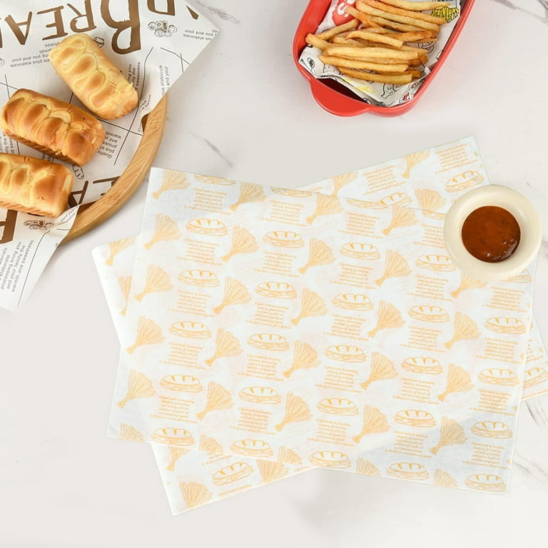 200 Pieces Wax Paper Deli Paper Sheets Sandwich Wrap Parchment Paper Picnic  Paper Sheets for Food Basket Liner, Party,Kitchen,Restaurant(9.8inx8.5in)