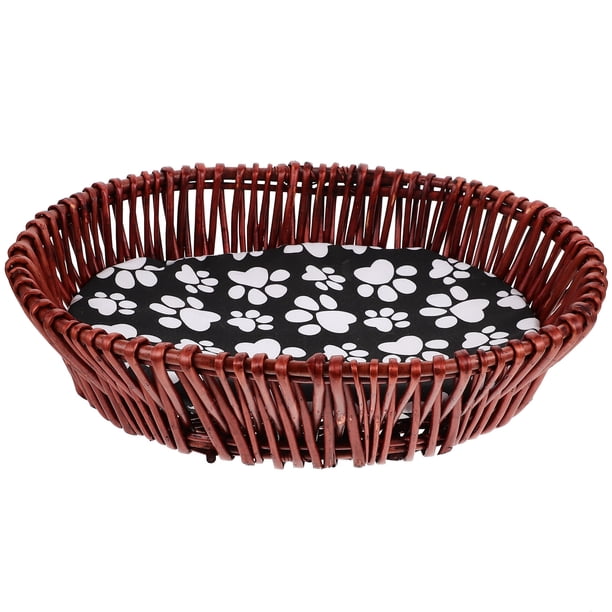 Nido de ratán para mascotas, arena para gatos, cama de ratán para perros grandes, nido de satsuma para mascotas, cama tipo perrera (color aleatorio de la alfombra)