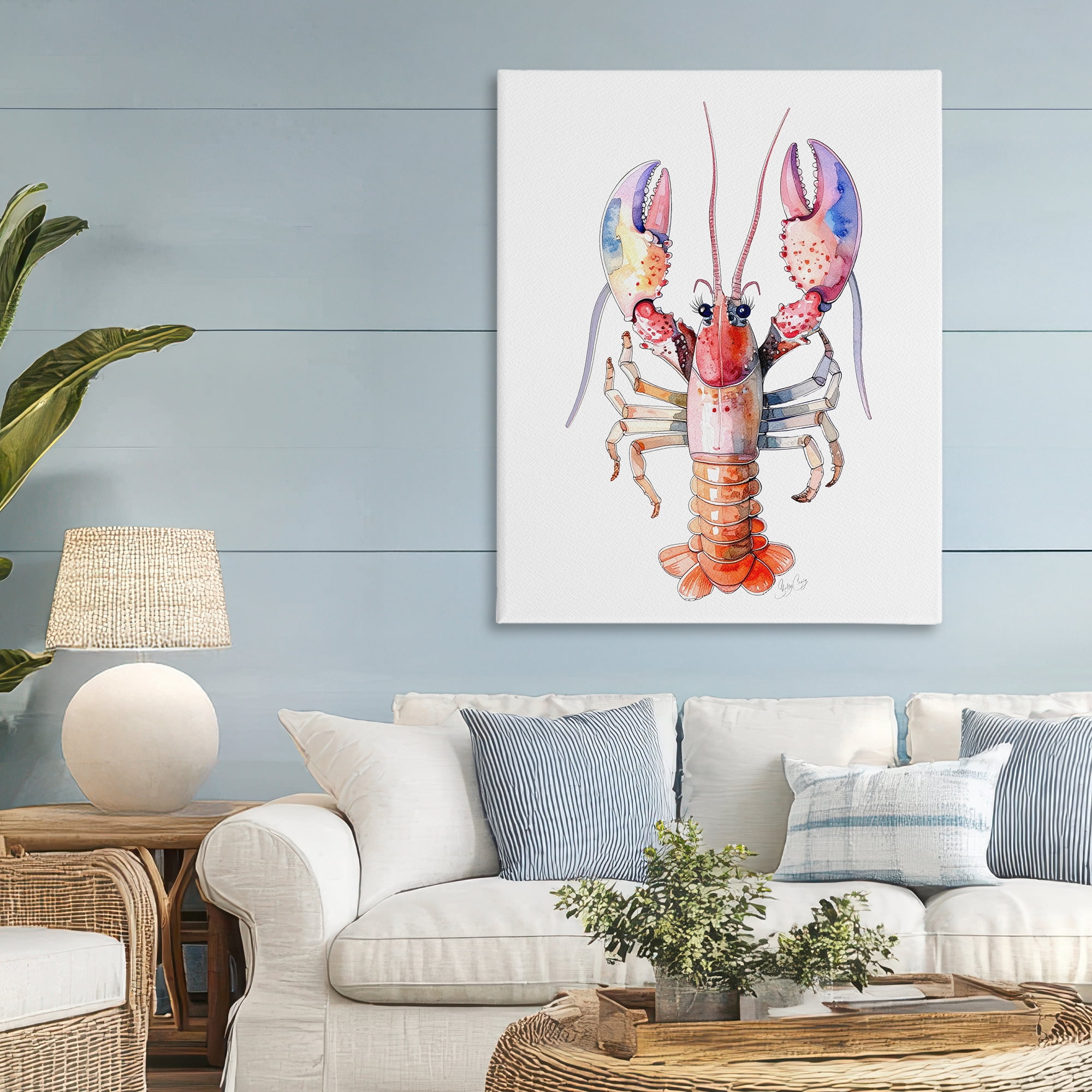 Stupell Industries Coral Claw Lobster Canvas Wall Art, design by Shelly Craig