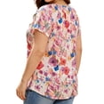thumbnail image 2 of Cuteduck Women Plus Size Tops Short Sleeve Shirts Casual Floral Print Chiffon Blouses Loose Flowy Crewneck Pleated Top（1X-5X）, 2 of 9