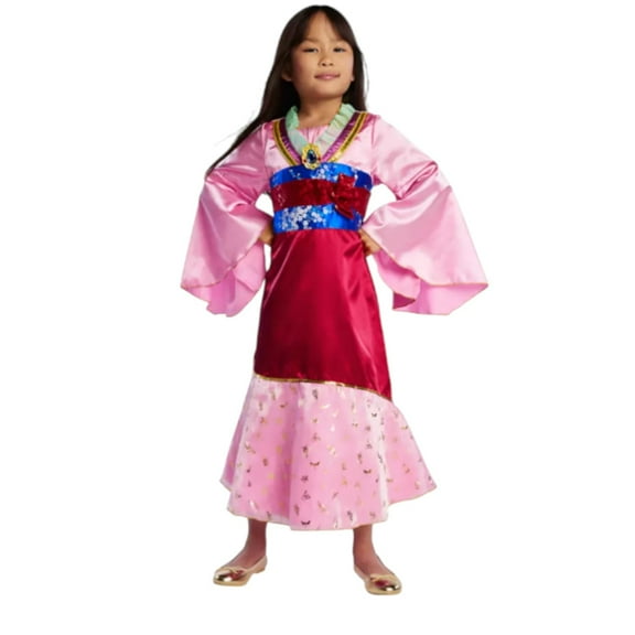 Disney Mulan Costume for Kids, Size 3 – Authentic Princess Dress with Satin Sash, Brooch & Foil Detailing
