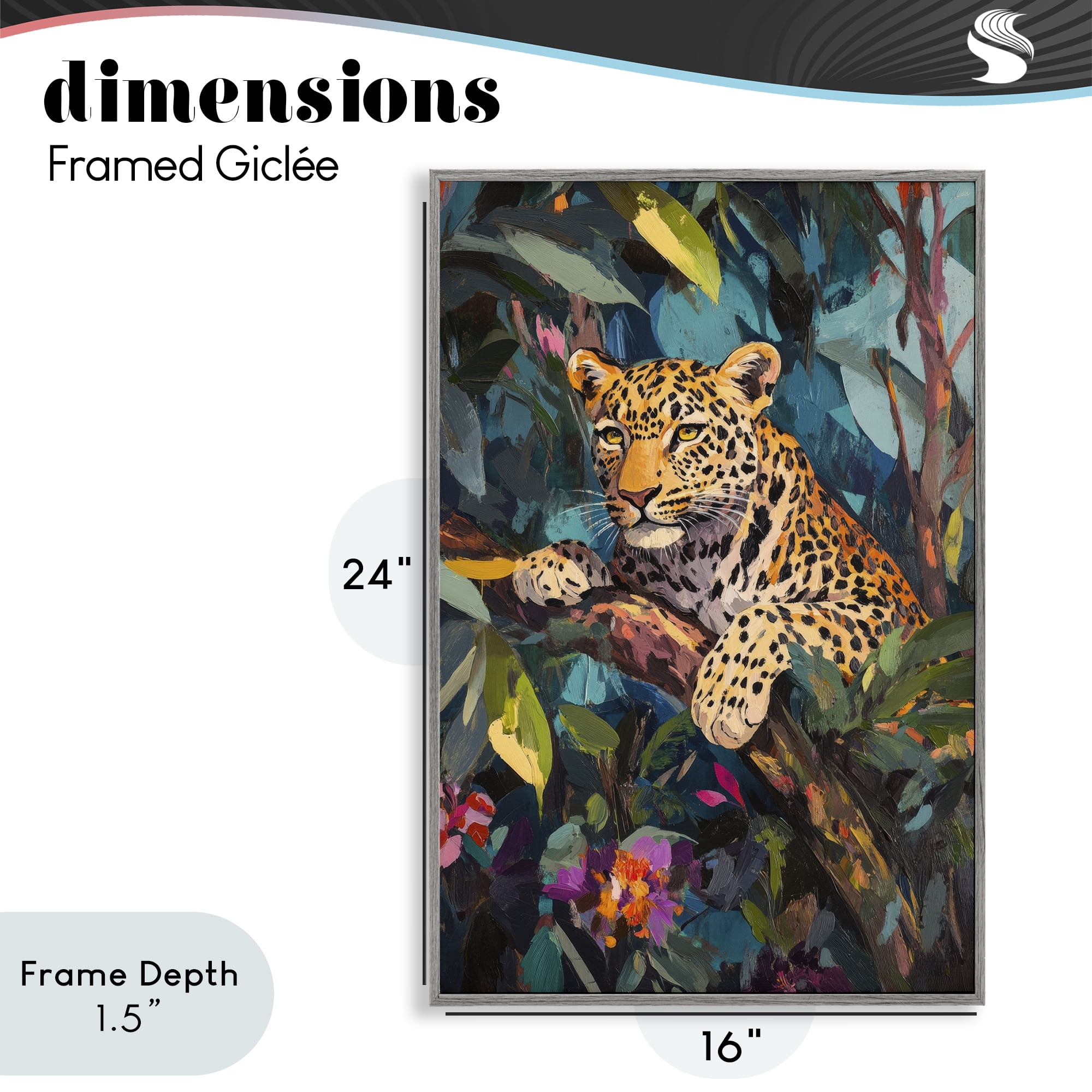 Stupell Industries One The Wild Side Leopard Gray Framed Giclee Art, design by Petal Prints Design