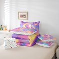 thumbnail image 5 of Cartoon Unicorn 7 Pcs Comforter Set Queen Moon Stars Bedding Galaxy Sky Clouds Fantasy Horse Sheet Set Bed in A Bag Dreamy Night Magic Room Decor Bed Set, 5 of 5