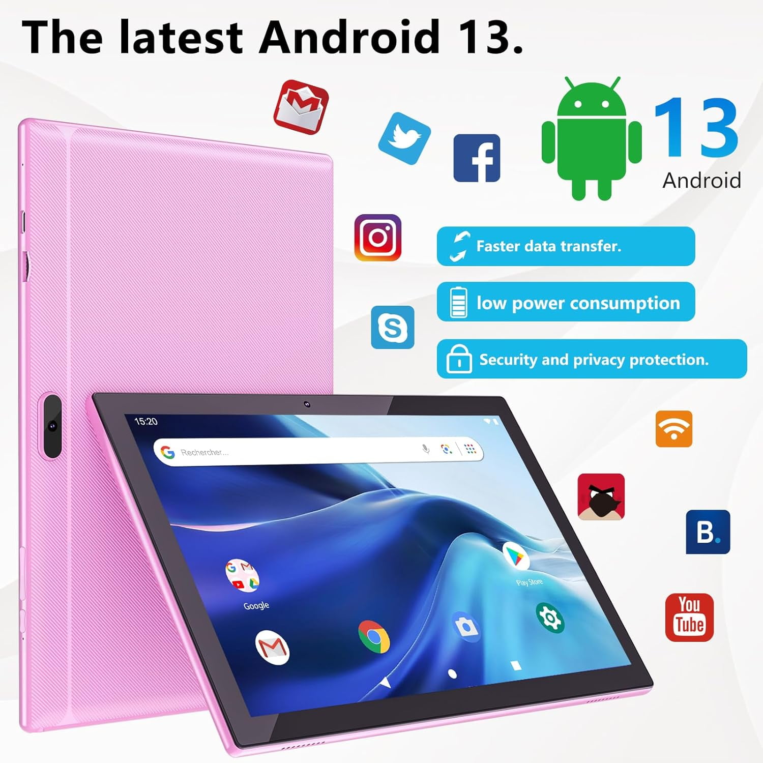 2025 Newest Android 13 Tablet with Keyboard 10 Inch 2 in 1 Tablets, 12GB RAM 128GB ROM 1TB Expand, Quad-Core 2.0GHz CPU Tablet PC, 5G WiFi 6 BT 5.0, 8MP Camera, Google Certified Tableta