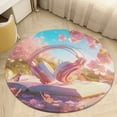 thumbnail image 5 of Butterfly Dancing Floral Medallion Round Rug - Small Round Area Rug, Soft Non-Slip Machine Washable Bedroom Mat Indoor Accent Entry Carpet for Office Desk Dorm Hallway, 5 of 7