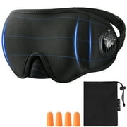 Sleep Mask 3D Blindfold Eye Mask for Women and Men Sleeping mask with Noise-Proof Earplugs and Storage Bag, Suitable for Travel, Nap and Deep Sleep, Black