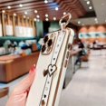 thumbnail image 4 of Silicone Case for iPhone 15 Pro Max/15 Ultra With Wristband Cute Love-heart Plating 15 Pro Max Case Shockproof, 4 of 5