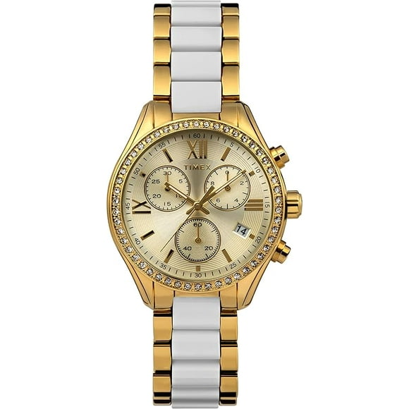 Timex Classic Chronograph Quartz Crystal Gold Dial Ladies Watch