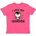 thumbnail image 3 of Inktastic I Love My Grandma with Cute Penguin and Hearts Youth T-Shirt, 3 of 5