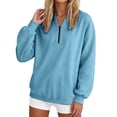 thumbnail image 6 of Long Sleeve Top Women's Sweatshirt Quarter Zip Oversized Drop Shoulde Pullover Top for Weekend Errand Outfit ., 6 of 7