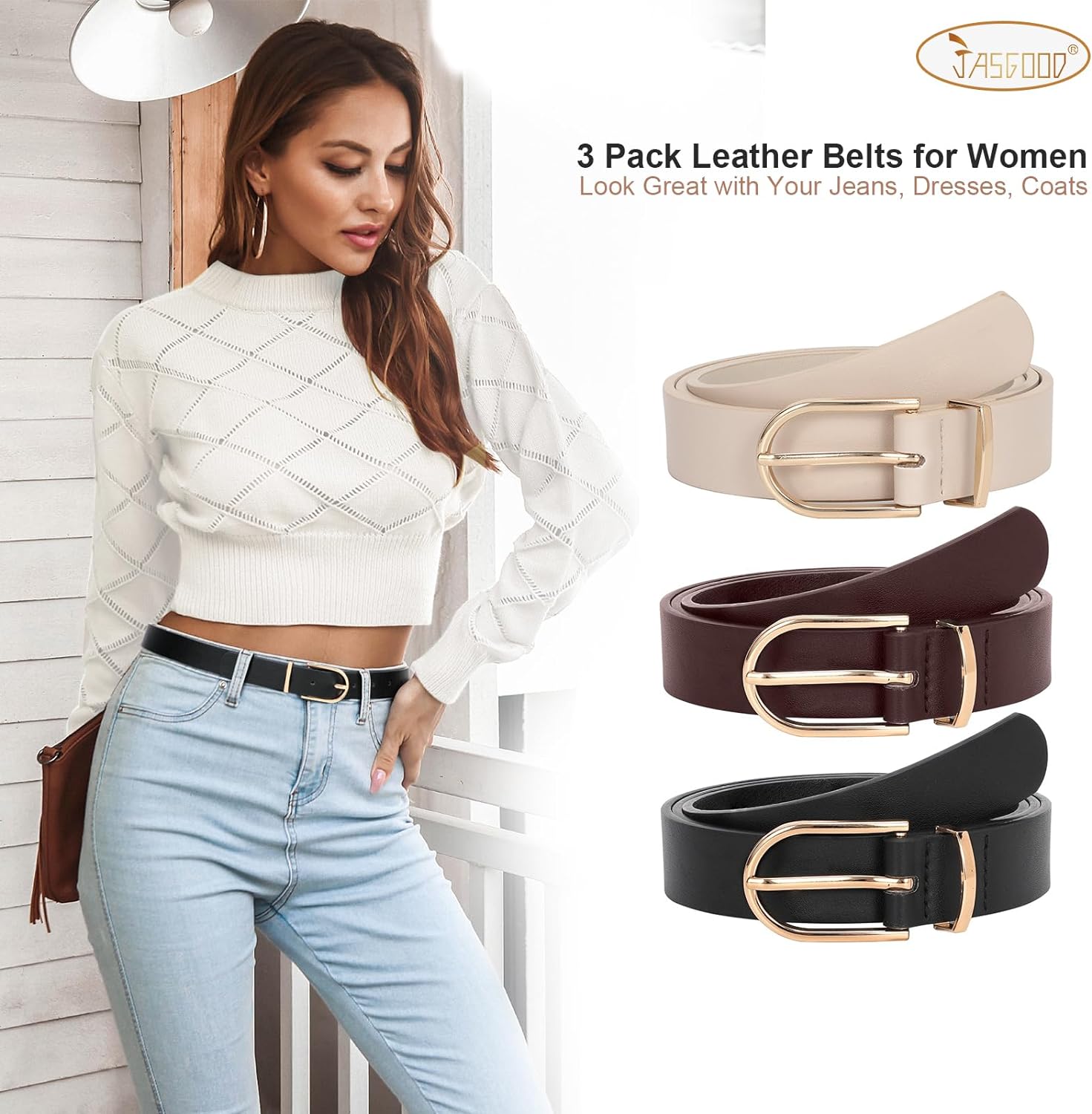 9993 3 Pack Women\'s Belts For Jeans Pants 3 Pack Women main image 2