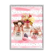 Stupell Industries Glam Floral and Fashion Jars over Stripes Design by Ziwei Li