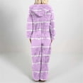 thumbnail image 3 of Edvintorg Casual Rompers for Women Striped Printed Zip up Hooded Jumpsuit with Pant Fall Winter Long Sleeve Casual Romper Loungewear for Women S-2XL Purple, 3 of 5