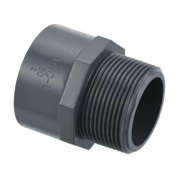 Uxcell Pipe Fitting G1-1/2 Male Thread 50mm Socket Straight Connector, Gray