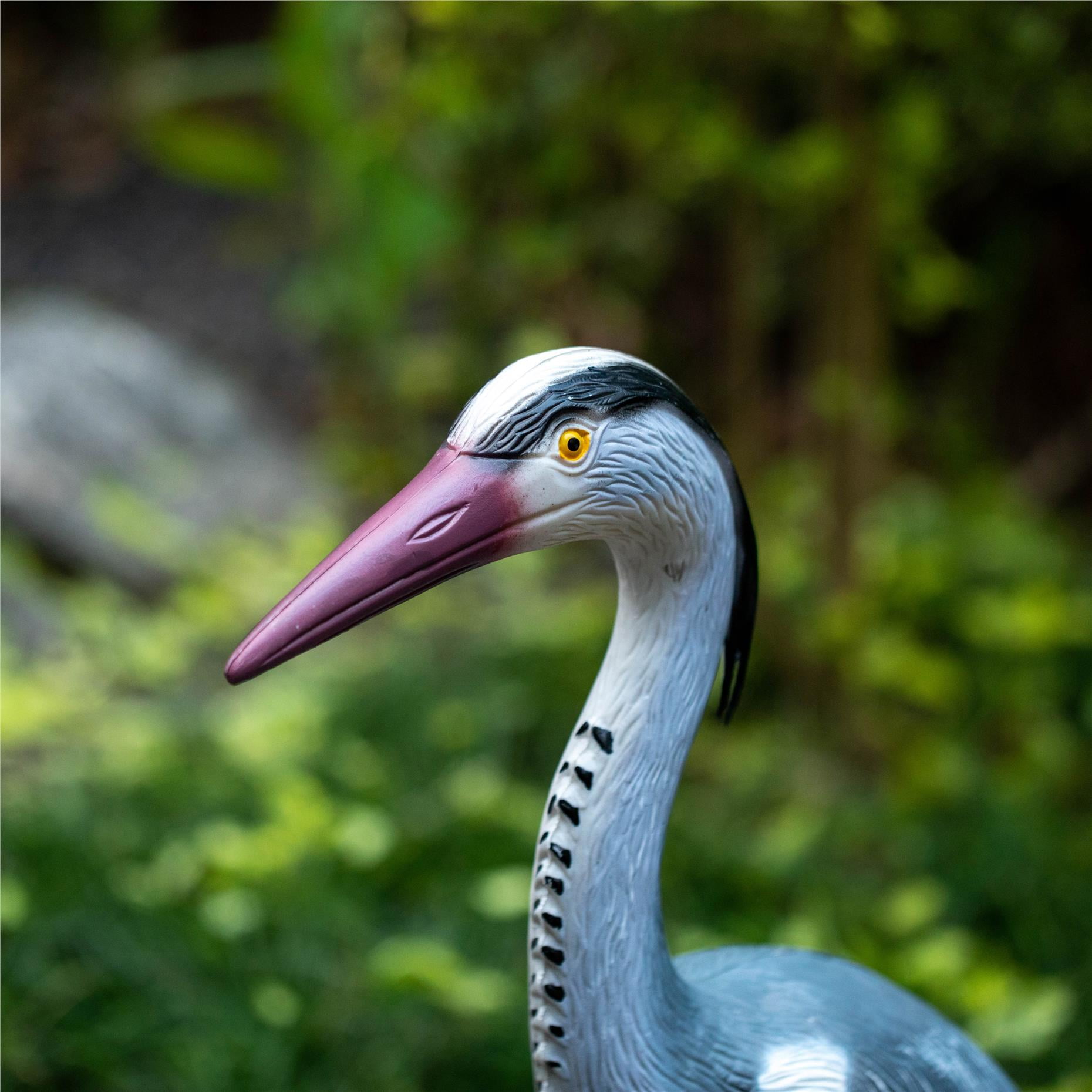 Gardenised 30-inch Heron Decoy - Standing Crane Sculpture, Outdoor Bird Art for Yard, Lawn, Patio, Porch, Pond & Pool, Garden Accessories, Backyard Accent, and Landscaping Decoration, Silver