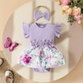 thumbnail image 2 of Baby Girls Sleeveless Ribbed Floral Applique Dress Summer Casual Romper With Textured Fabric Cozy Dailywear 0-3 Months, 2 of 9