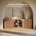 thumbnail image 3 of BELLEZE 3-Piece Modular Sideboard Cabinet with Storage Drawer and Display Glass Door, Freely Configurable Buffet Console Table & Credenza for Dining Room, Living Room, Entryway - Camel, 3 of 7