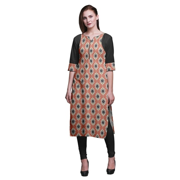 Bimba Cotton Printed Straight Tunic Dresses For Women Printed Indian Clothing-Large