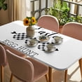 thumbnail image 3 of Black White Easter Table Cloths for 4 Foot Rectangle Tables, Modern Abstract Art Eggs Patio Waterproof Elastic Fitted Tablecloths, Washable Rectangular Table Cover for Camping, 3 of 8
