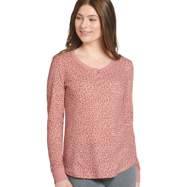 In Full Support Mauve Henley Waffle Knit Blouse