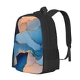 thumbnail image 3 of Large Capacity Backpack 16.5×12.5×5.5in Widened Shoulder Strap Design Main Bag Large Top Handle Belt Adjustable Shoulder Strap Blue And Beige Gold Marble, 3 of 8