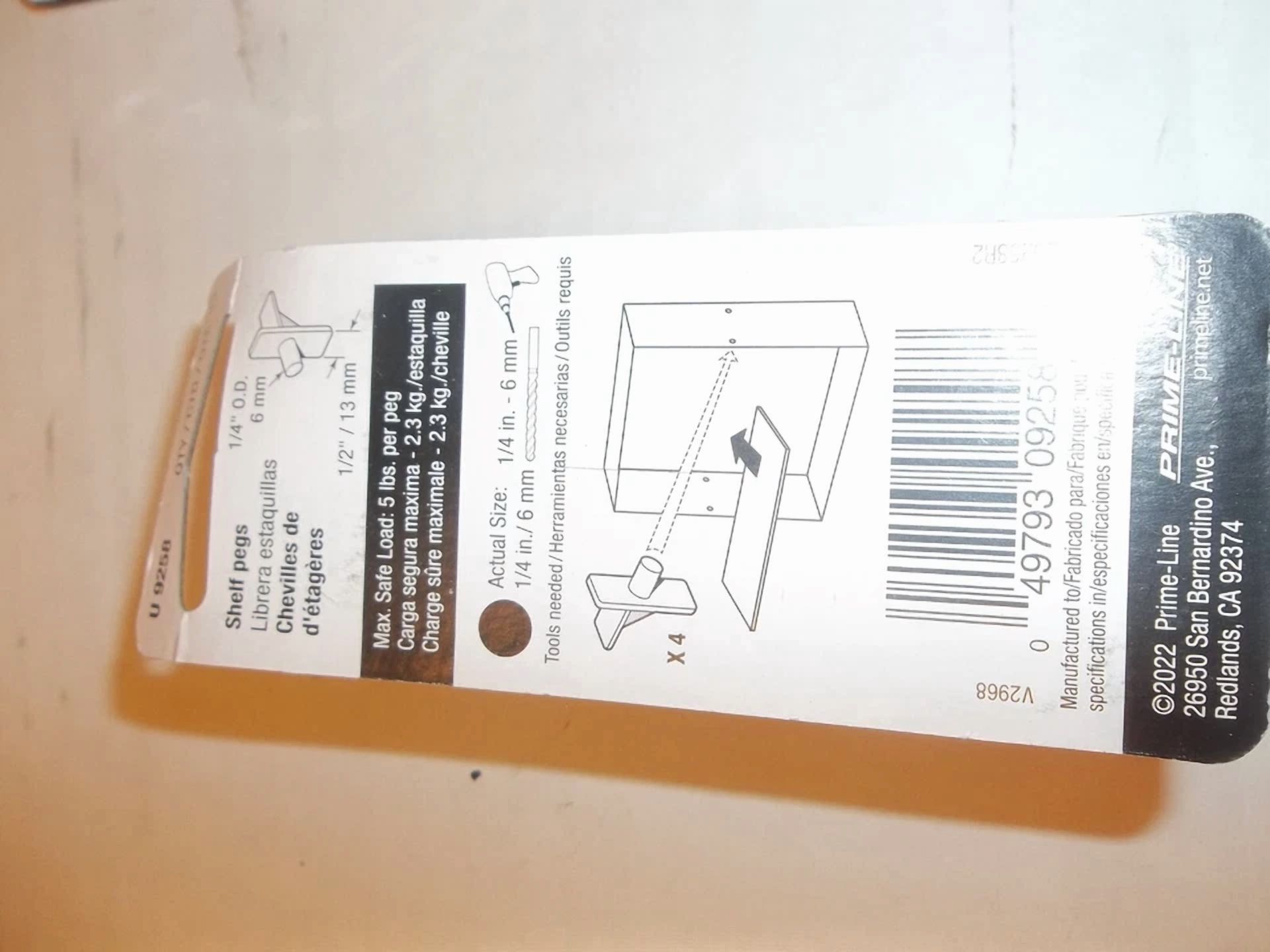 4X Prime-Line 1/4 In. Beige Plastic Shelf Support (12-Count) U 9258 Prime-Line U