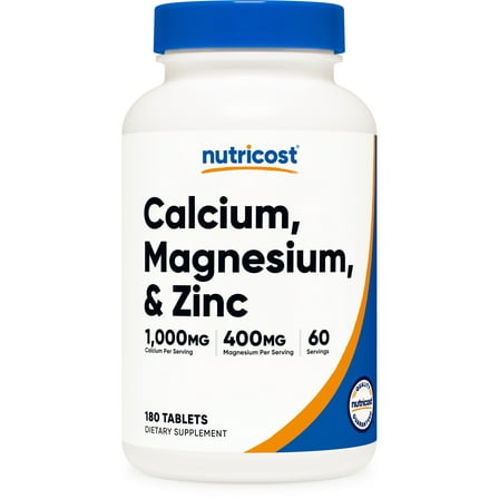 Nutricost Calcium, Magnesium & Zinc Tablets (180 Tablets, 60 Servings / 1,415 mg Mineral Blend Per Serving) | Quality Vitamin/Mineral Supplement - Gluten Free, Non-GMO