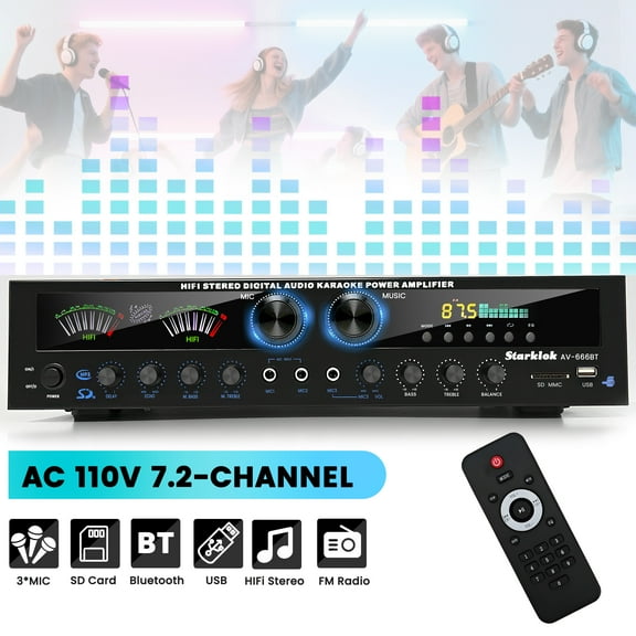 Starklok 7.2 Channel 1000W Surround Stereo Receiver Bluetooth Audio Power Amplifiers for Home Theater Stereo System