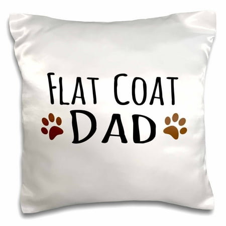 Brown Flat Coated Retriever - 3dRose Flat Coat Dog Dad - flat-coated retriever doggie by bread - brown muddy paw prints - doggy lover - Pillow Case, 16 by 16-inch
