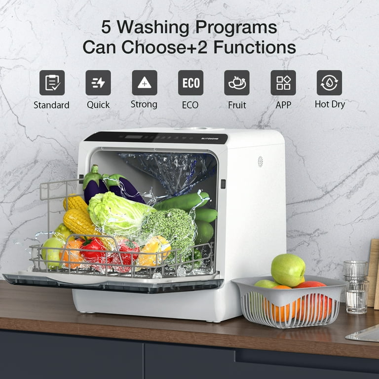 Blitzhome Smart Portable Countertop Dishwasher With App Control 4-6 Sets  Capacity 5 Modes Dry Function And Light No Installation - Dish Washers -  AliExpress