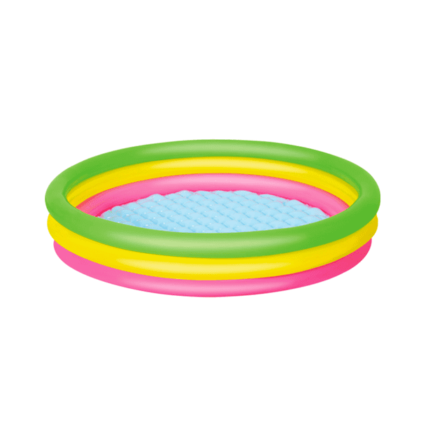 Alberca Inflable Infantil Bestway 3 Anillos Tricolor Piso Suave Plástico Vinil Resistente 152 cm
