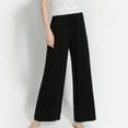thumbnail image 5 of Homegro Women's Pajama Bottoms Elastic Waist Sleep Pants Pj Straight Leg Solid Drawstring Soft Lightweight Black Medium, 5 of 5