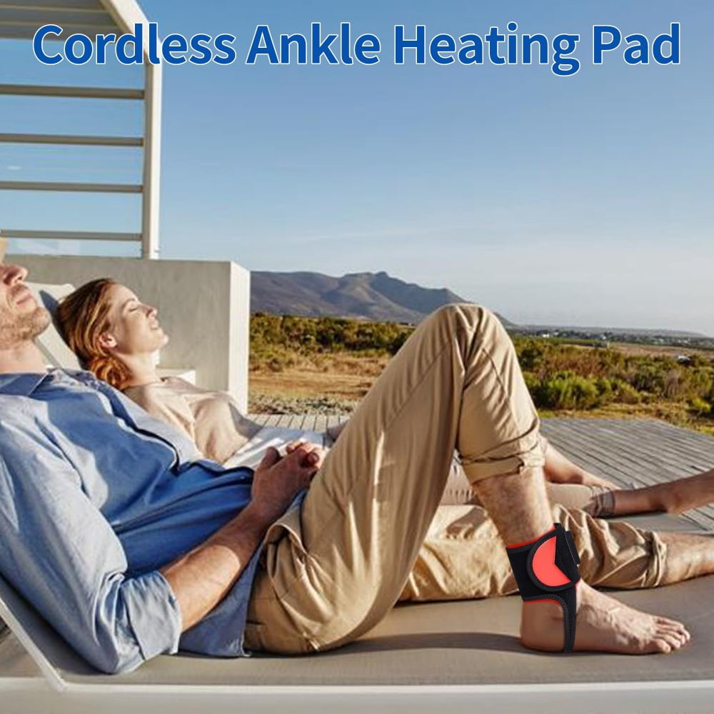 Red Light Foot & Ankle Massager with Heating & Vibration - 660/850nm Cordless Foot Steamer with Support Wrap Pad - Thermal Comfort for Feet - 1PCS (Black)